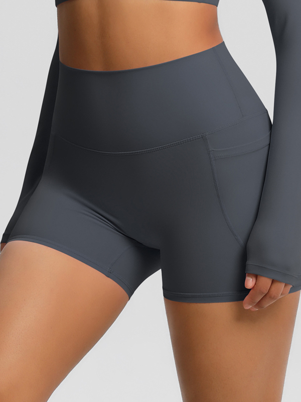 Flexvibe High-Waisted Brushed Yoga Shorts with Pockets - Tummy Control Butt Lifting Gym
