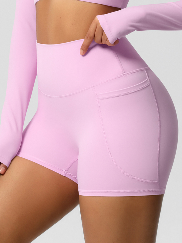 High-Waisted Brushed Yoga Shorts with Pockets