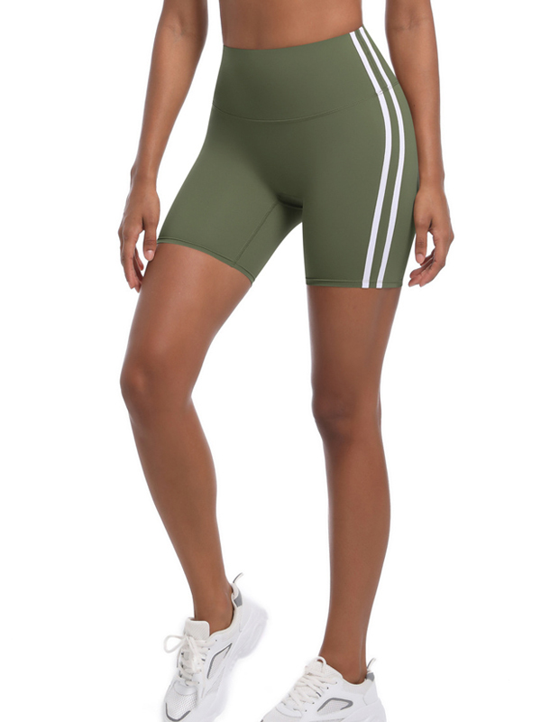 High-Waisted Striped Workout Yoga Shorts