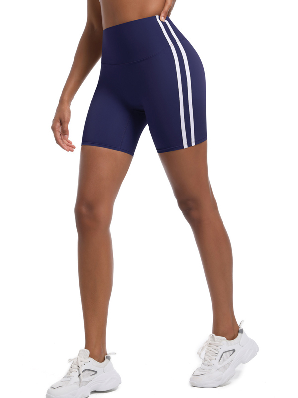 Flexvibe Striped High-Waisted Workout Shorts - Stretchy Breathable 3-Inch Yoga Bottoms