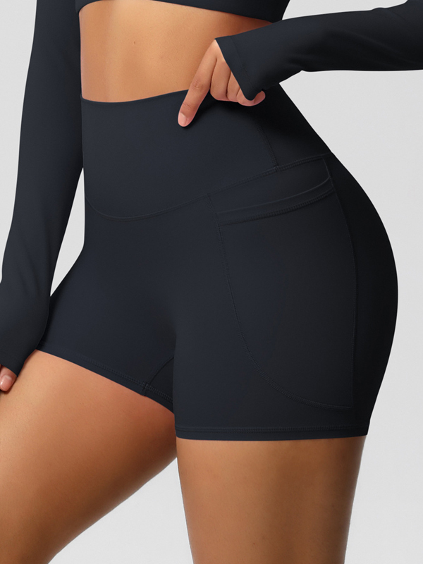High-Waisted Brushed Yoga Shorts with Pockets