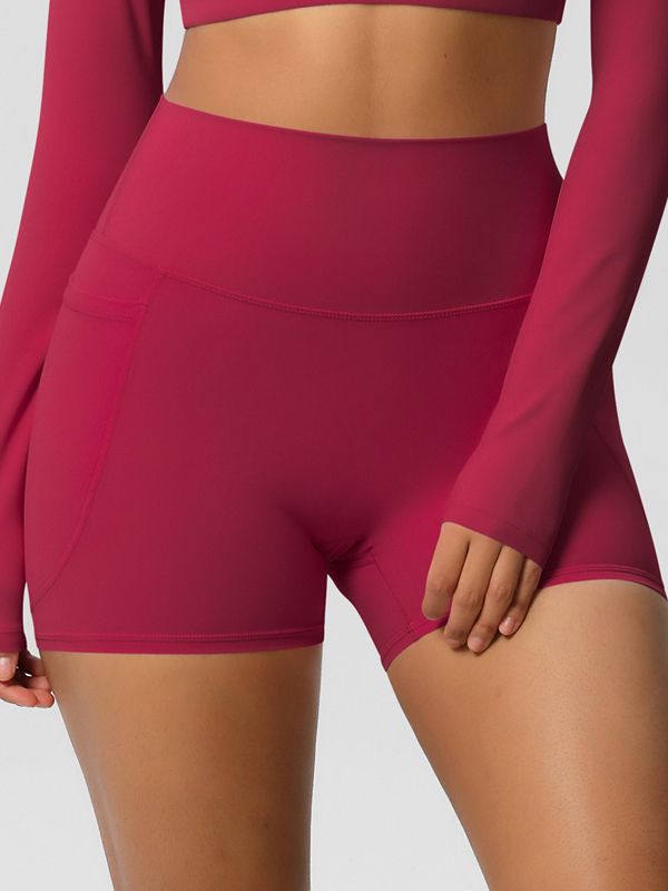 Flexvibe High-Waisted Brushed Yoga Shorts with Pockets - Tummy Control Butt Lifting Gym