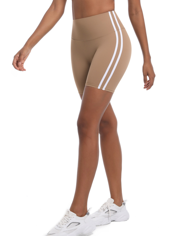 High-Waisted Striped Workout Yoga Shorts
