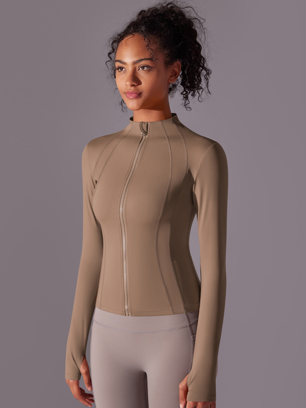 Stand-Up Collar Zipper Long-Sleeve Jacket