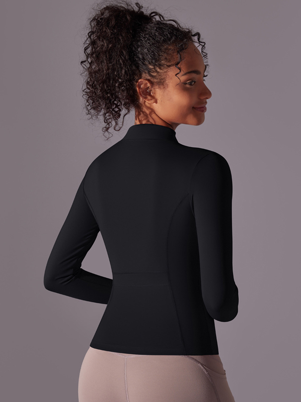 Stand-Up Collar Zipper Long-Sleeve Jacket