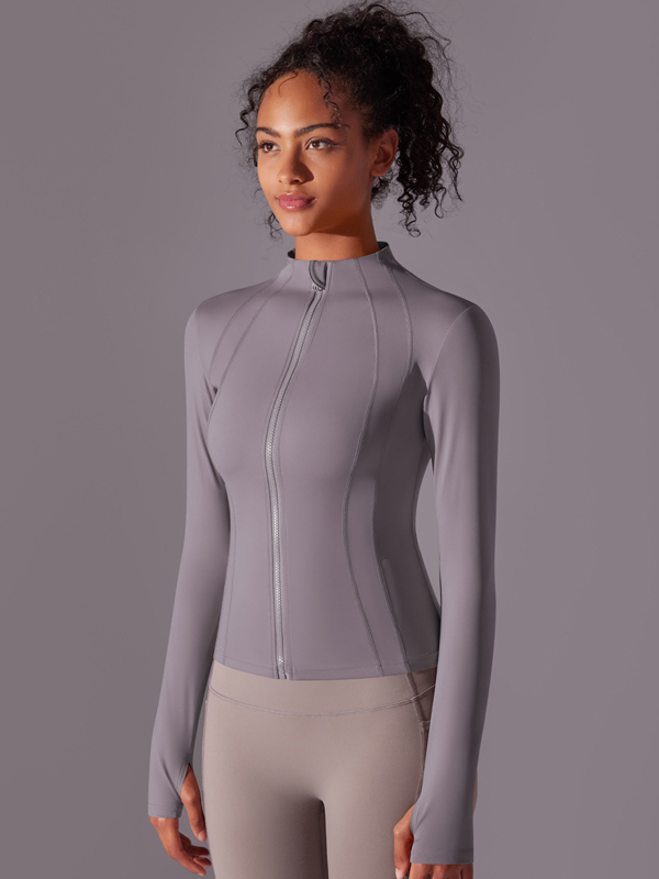 Flexvibe Stand-Up Collar Zipper Jacket - Long Sleeve Breathable Slim-Fit Versatile Outerwear