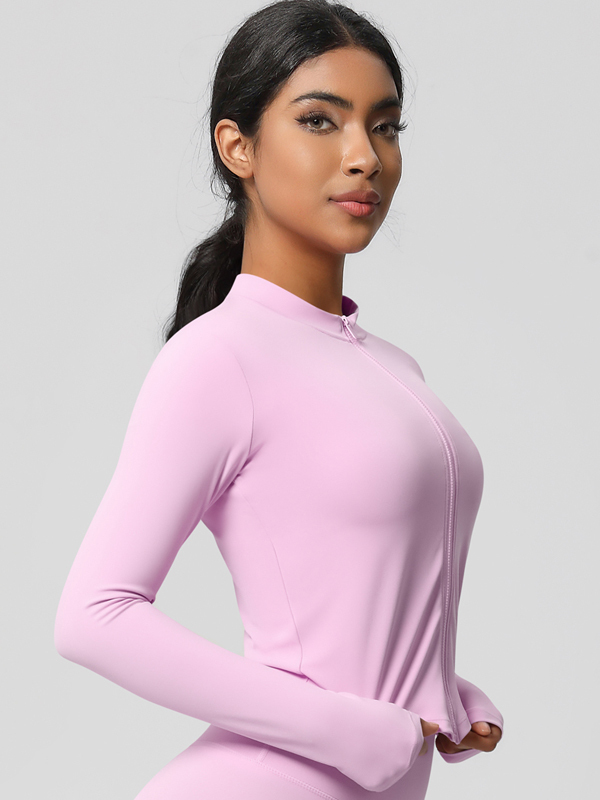 Double-Sided Brushed Solid Color Yoga Jacket