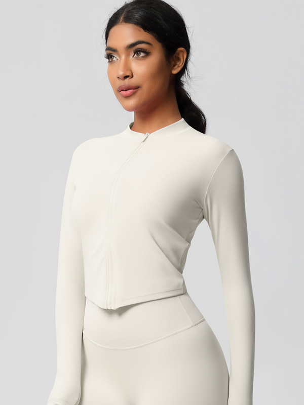 Double-Sided Brushed Solid Color Yoga Jacket