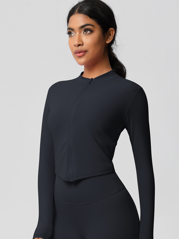 Double-Sided Brushed Solid Color Yoga Jacket