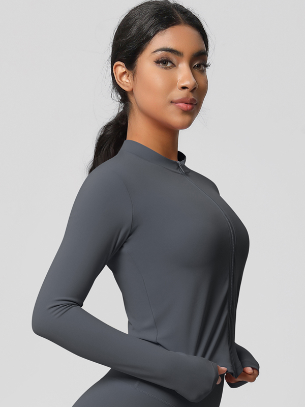 Flexvibe Women’s Fitness Yoga Jacket - Double-Sided Brushed Solid Color Lightweight