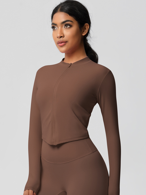 Double-Sided Brushed Solid Color Yoga Jacket