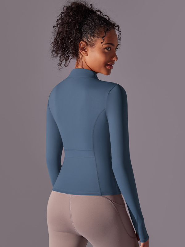 Stand-Up Collar Zipper Long-Sleeve Jacket