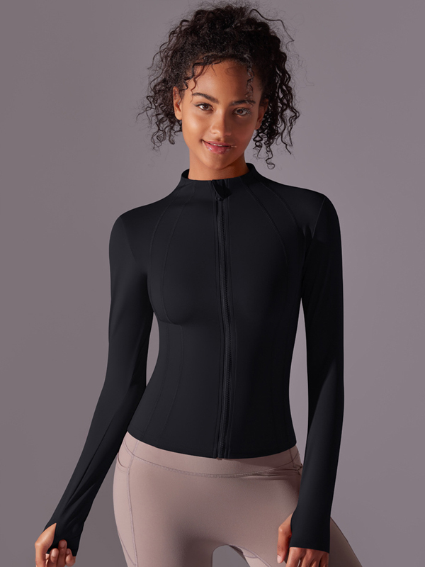 Stand-Up Collar Zipper Long-Sleeve Jacket