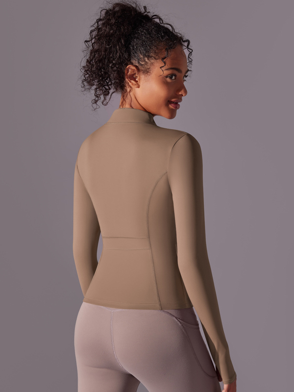 Stand-Up Collar Zipper Long-Sleeve Jacket