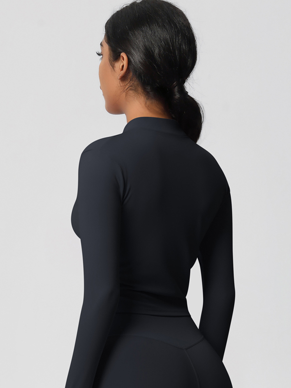 Double-Sided Brushed Solid Color Yoga Jacket
