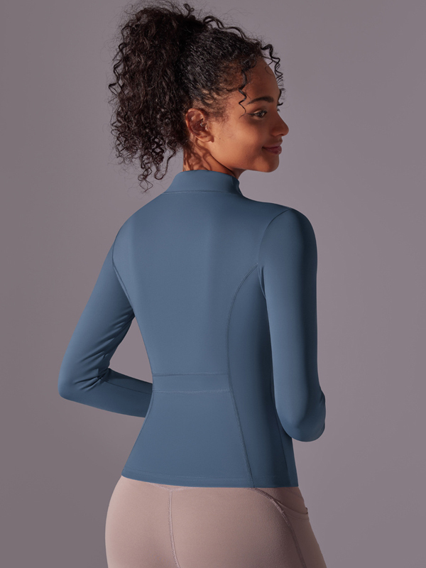 Stand-Up Collar Zipper Long-Sleeve Jacket