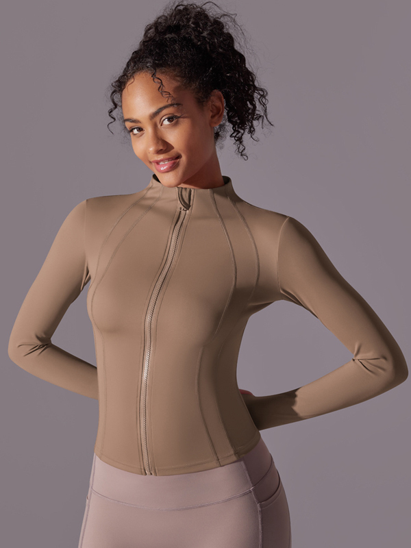 Stand-Up Collar Zipper Long-Sleeve Jacket