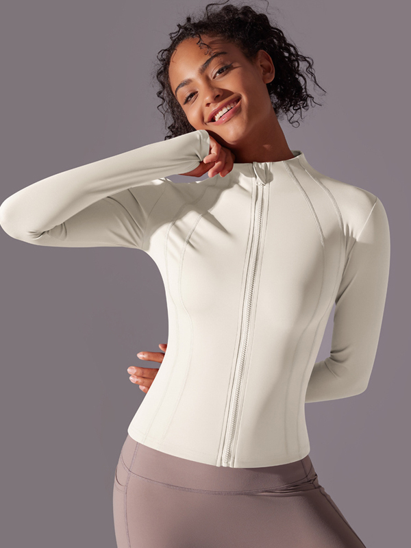 Stand-Up Collar Zipper Long-Sleeve Jacket