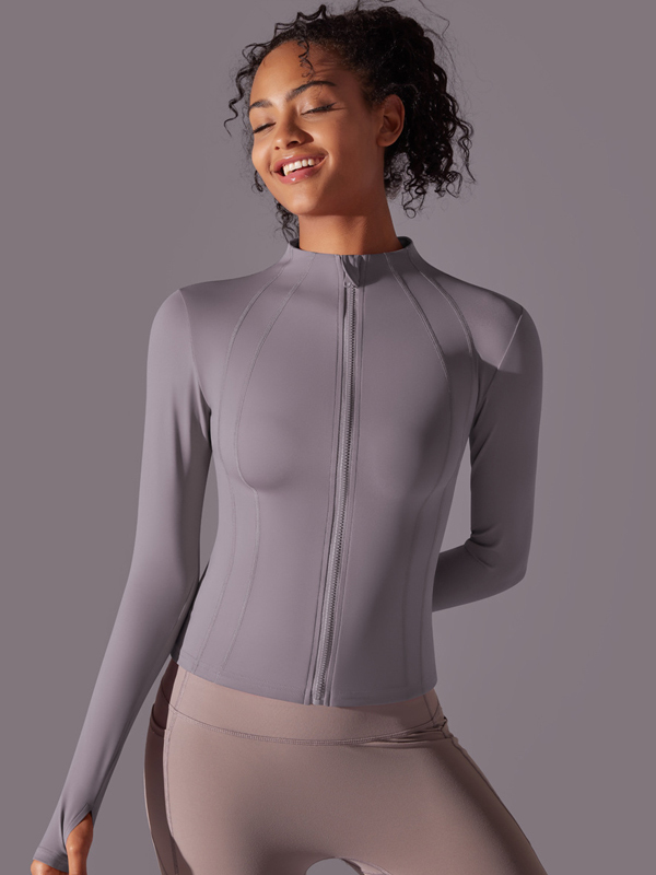 Flexvibe Stand-Up Collar Zipper Jacket - Long Sleeve Breathable Slim-Fit Versatile Outerwear