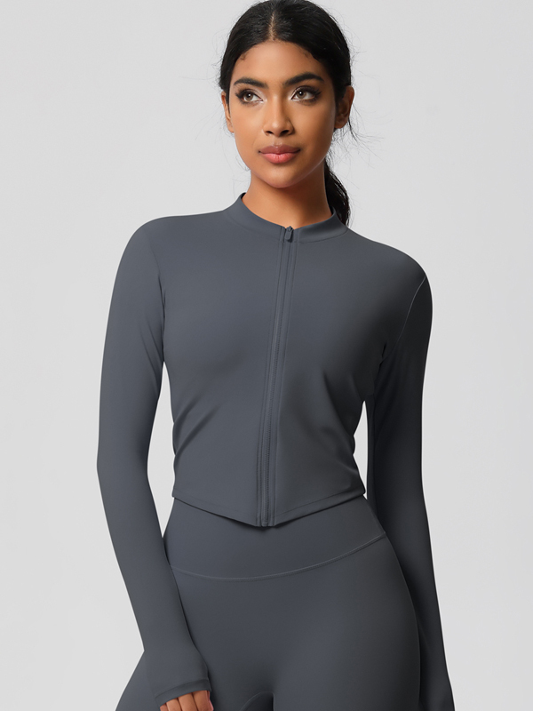 Flexvibe Women’s Fitness Yoga Jacket - Double-Sided Brushed Solid Color Lightweight
