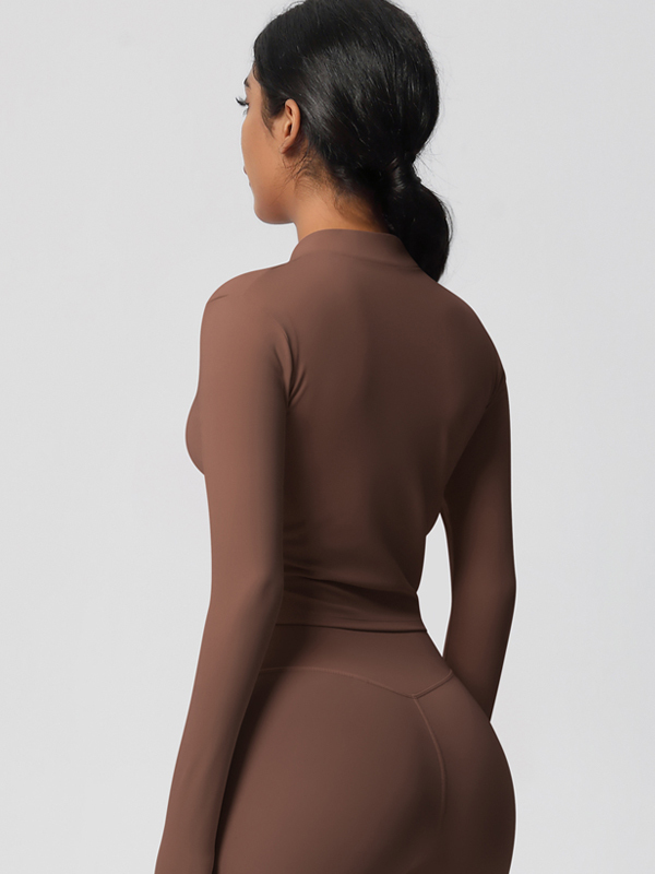 Double-Sided Brushed Solid Color Yoga Jacket
