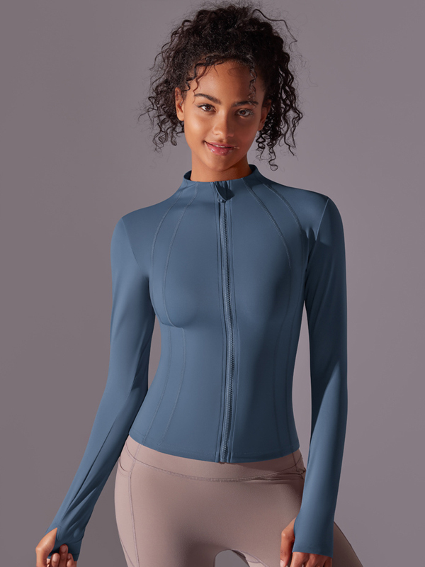 Stand-Up Collar Zipper Long-Sleeve Jacket