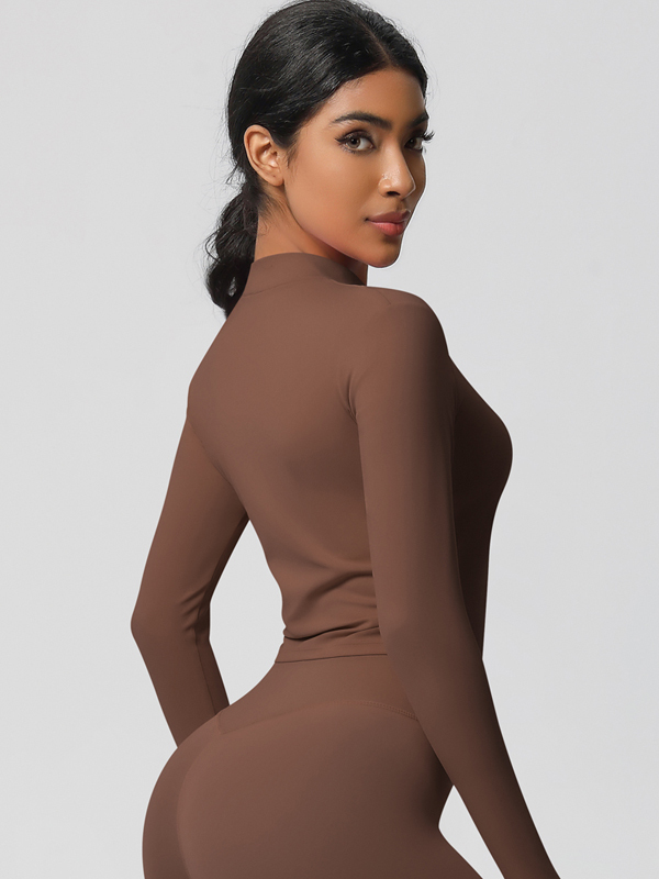 Double-Sided Brushed Solid Color Yoga Jacket