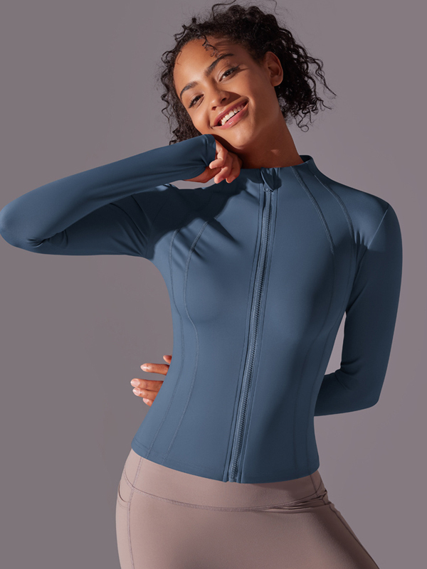 Stand-Up Collar Zipper Long-Sleeve Jacket