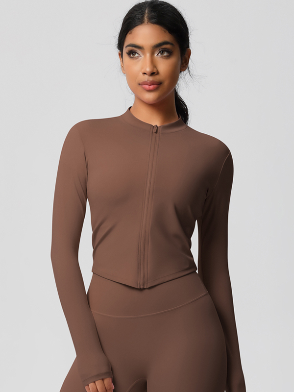 Double-Sided Brushed Solid Color Yoga Jacket