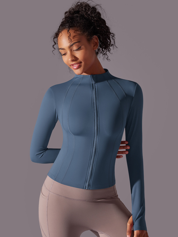Stand-Up Collar Zipper Long-Sleeve Jacket