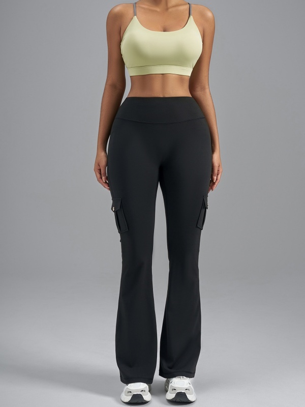 Brushed Cargo Flare Pants