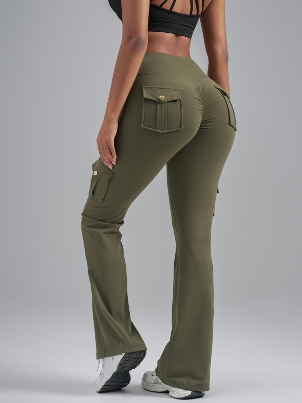 Brushed Cargo Flare Pants