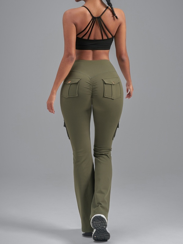 Brushed Cargo Flare Pants
