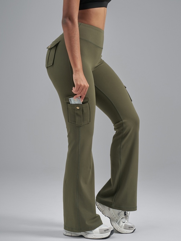 Brushed Cargo Flare Pants