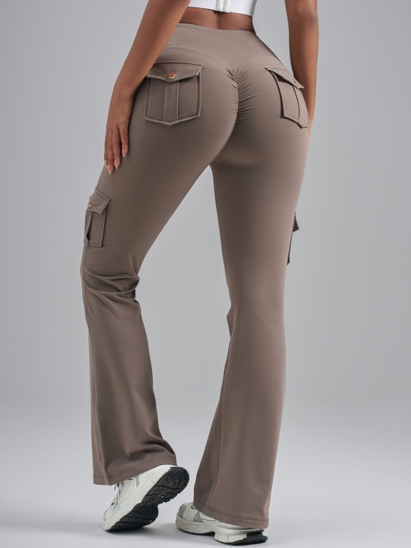 Brushed Cargo Flare Pants
