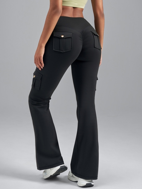 Brushed Cargo Flare Pants