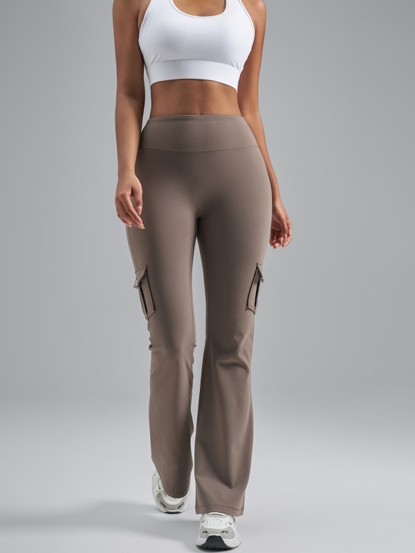 Brushed Cargo Flare Pants