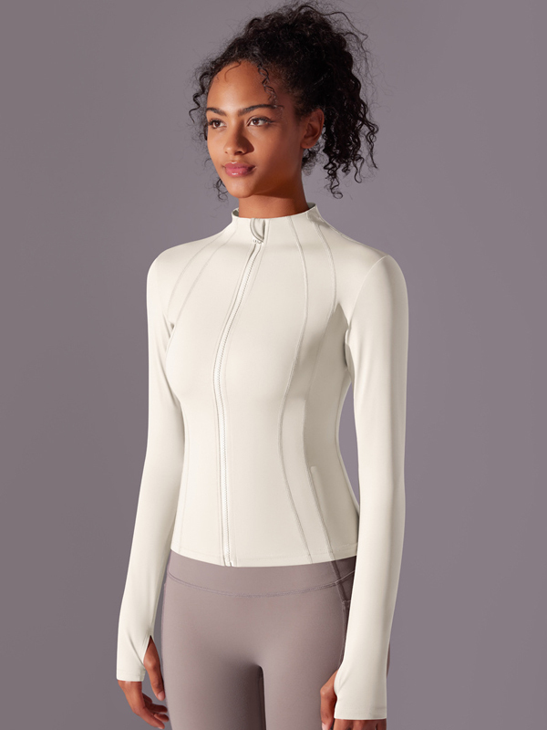 Stand-Up Collar Zipper Long-Sleeve Jacket