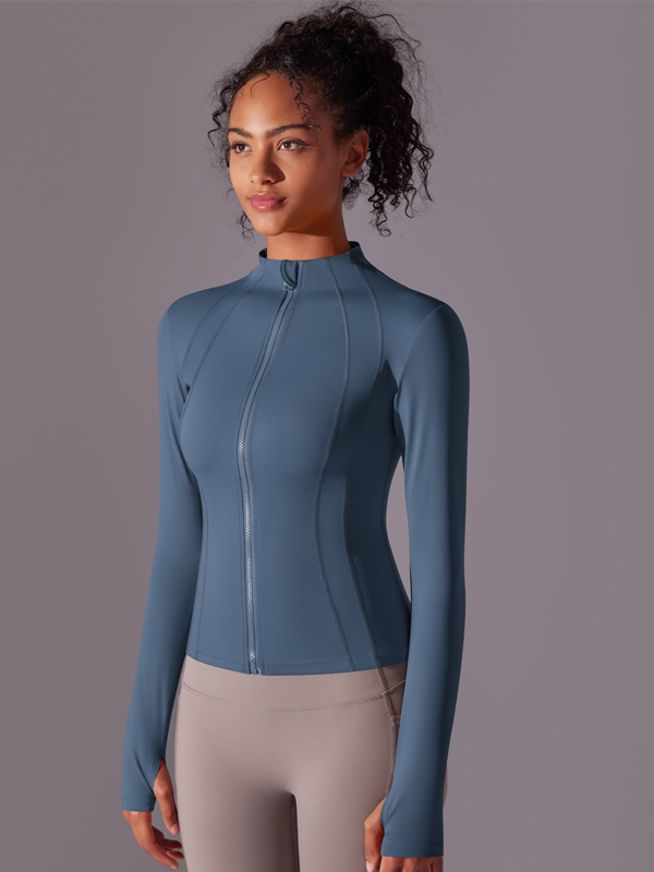 Stand-Up Collar Zipper Long-Sleeve Jacket