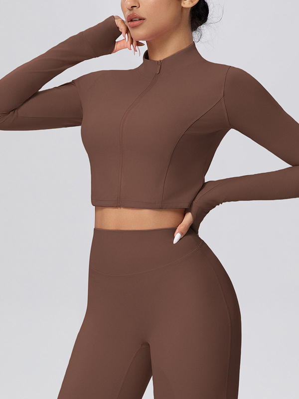 Fleece-lined Zipper Short-sleeve Jacket