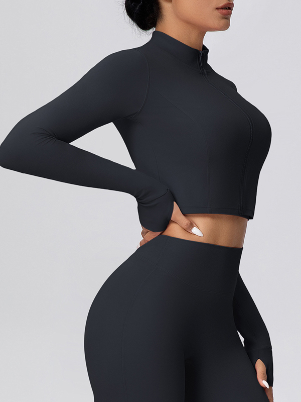 Fleece-lined Zipper Short-sleeve Jacket