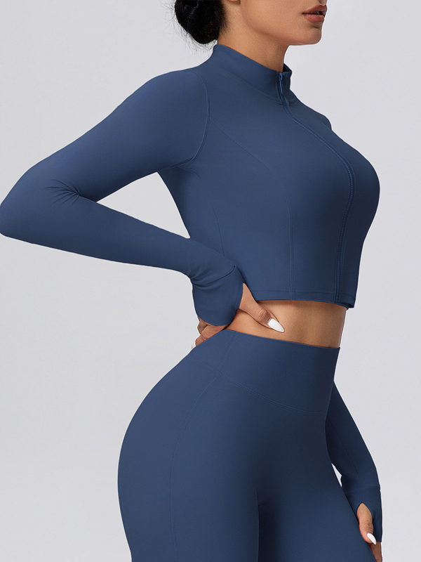 Fleece-lined Zipper Short-sleeve Jacket