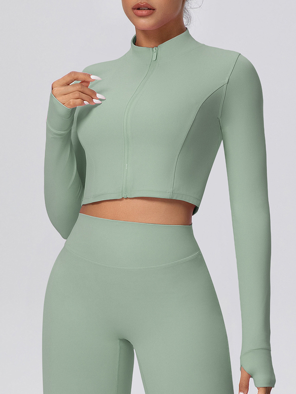Fleece-lined Zipper Short-sleeve Jacket