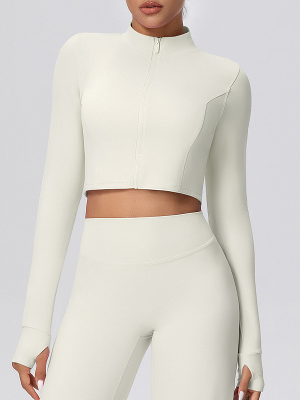 Fleece-lined Zipper Short-sleeve Jacket