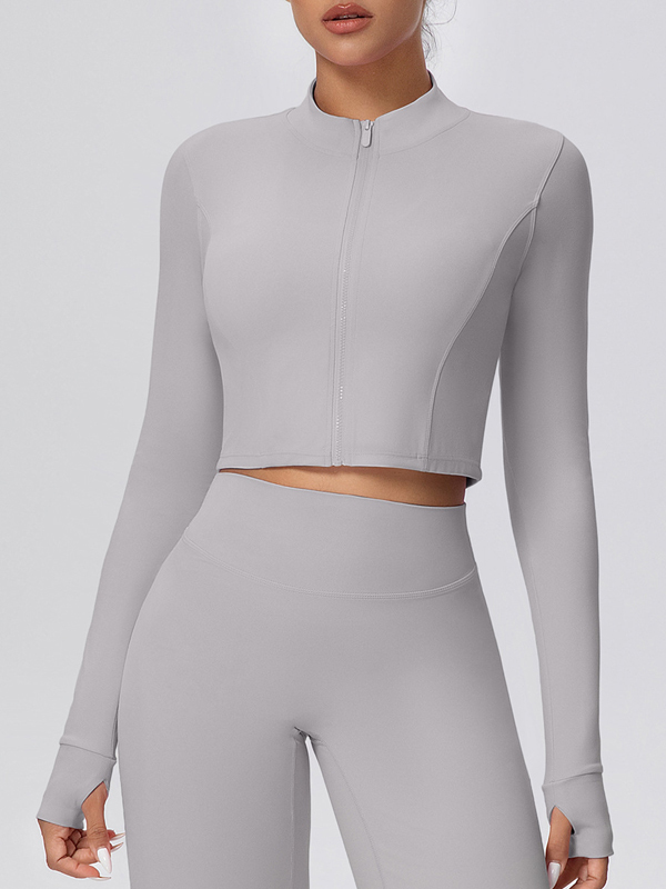 Fleece-lined Zipper Short-sleeve Jacket
