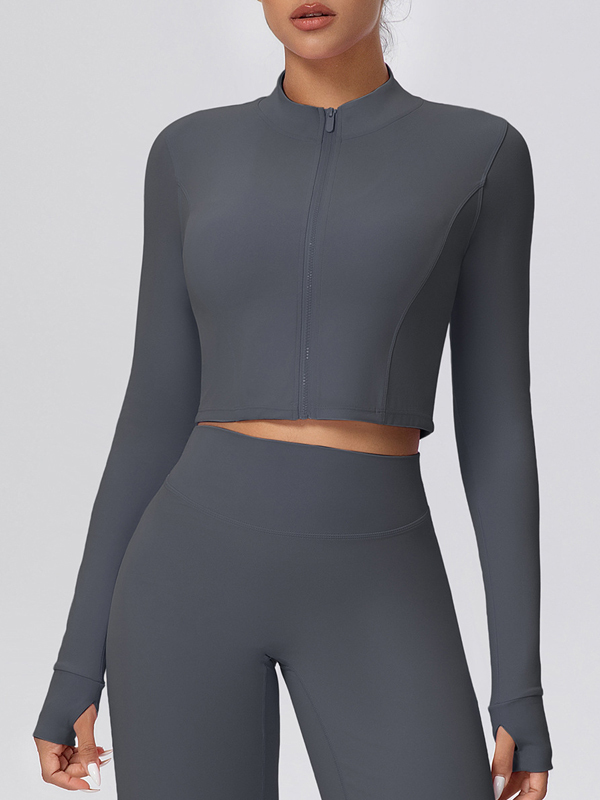 Fleece-lined Zipper Short-sleeve Jacket