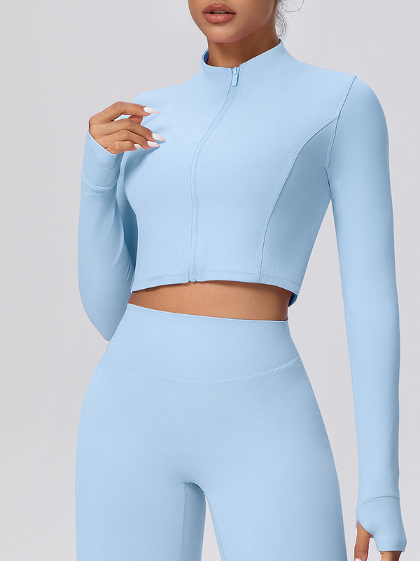 Fleece-lined Zipper Short-sleeve Jacket