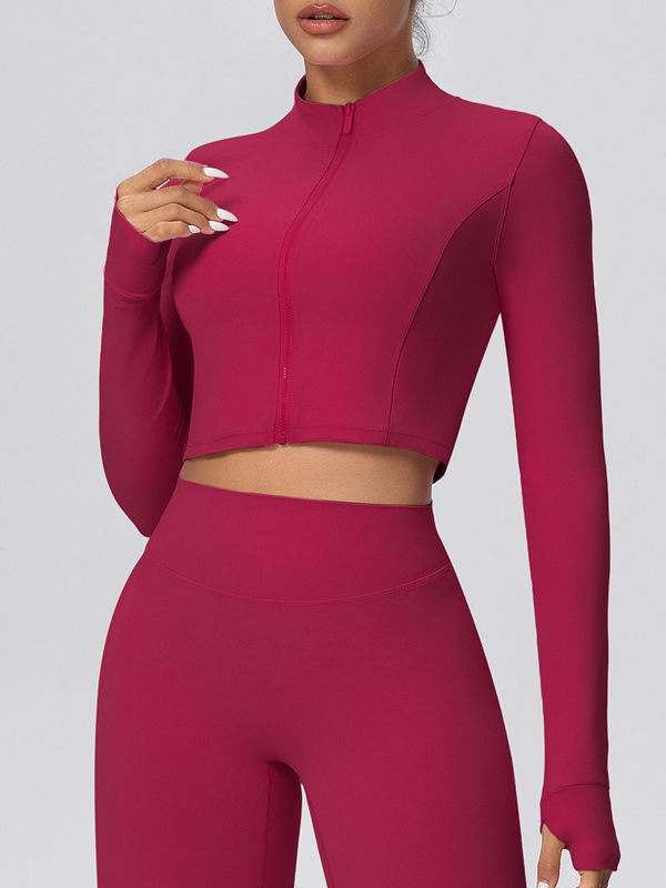 Fleece-lined Zipper Short-sleeve Jacket