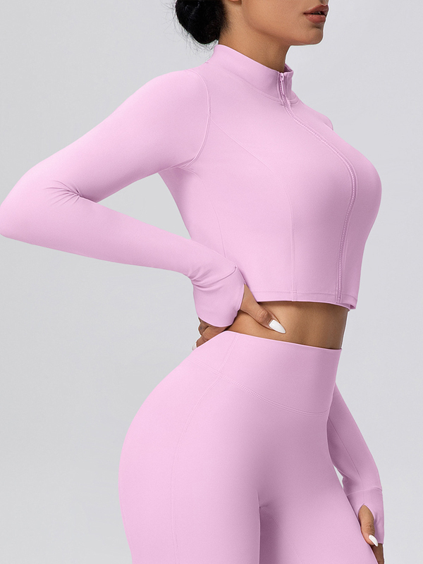 Fleece-lined Zipper Short-sleeve Jacket