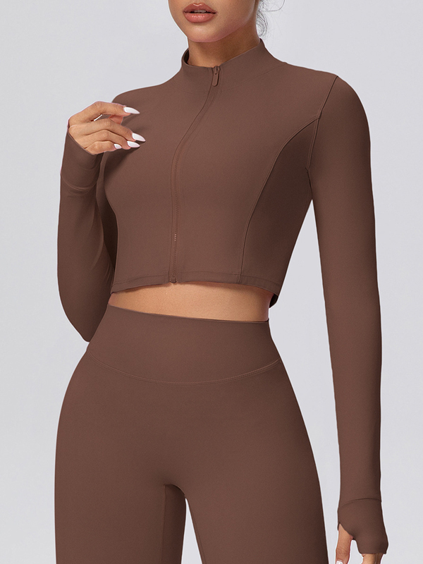 Fleece-lined Zipper Short-sleeve Jacket